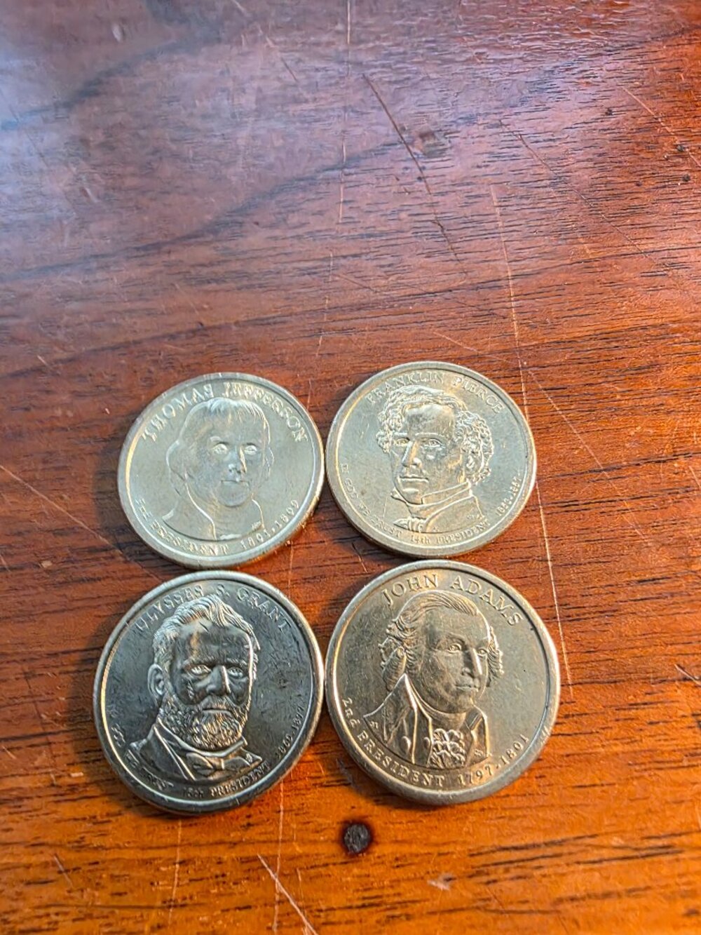 4PC LOT OF ASSORTED PRESIDENTIAL GOLD PLATED DOLLAR COINS
